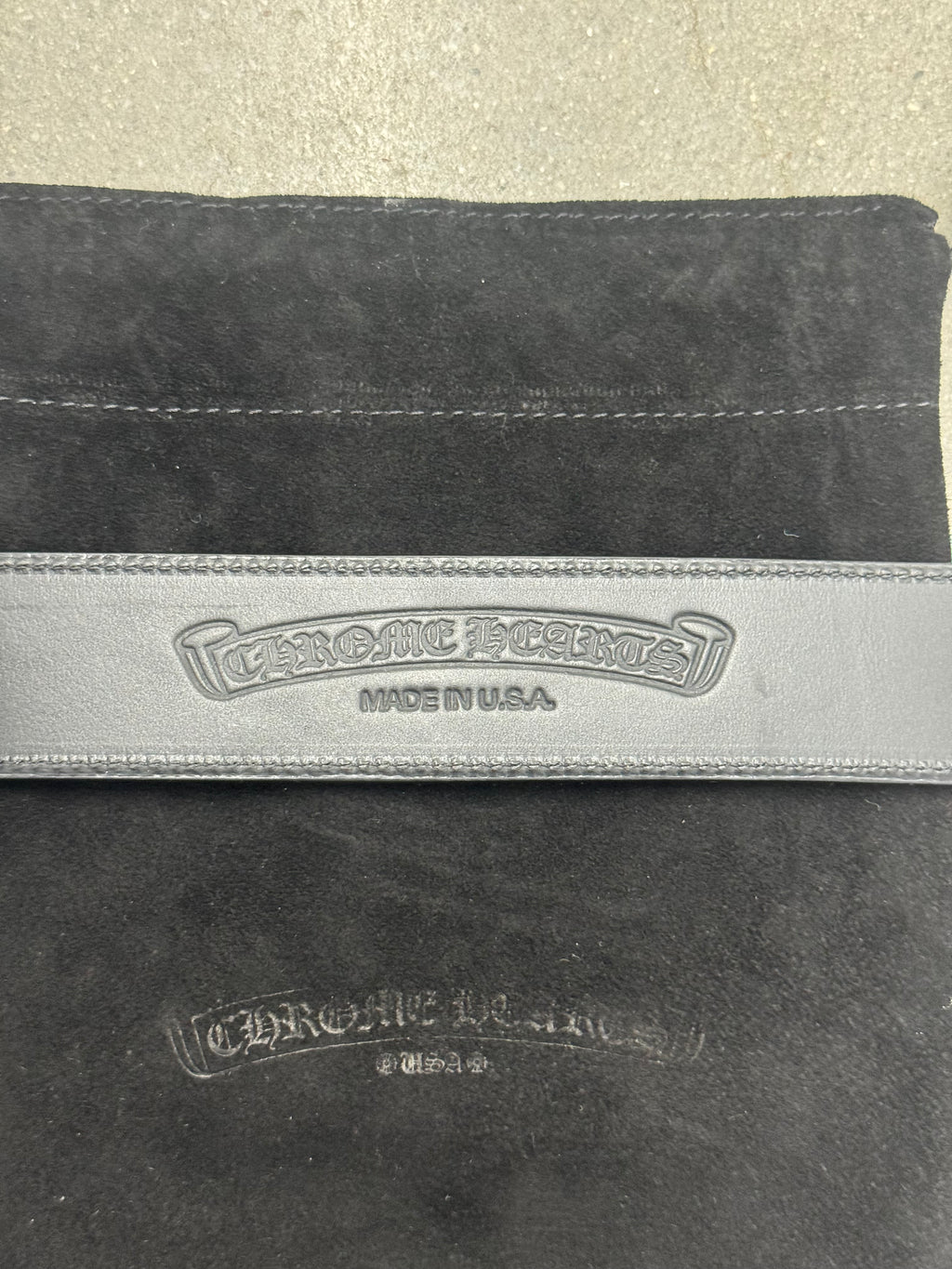 Chrome Hearts 1.5' Black Leather Strap