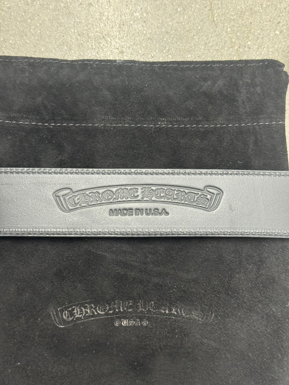 Chrome Hearts 1.5' Black Leather Strap