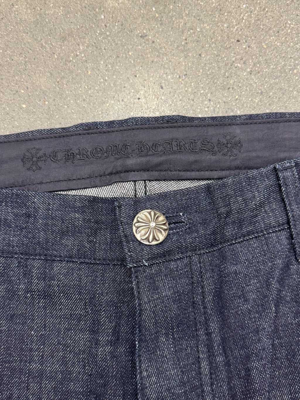 Chrome Hearts KS Cut Raw Indigo Jeans